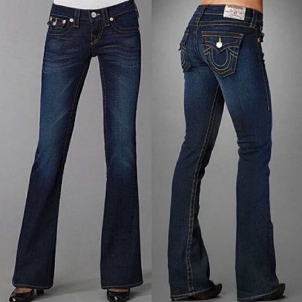 True Religion Jeans Joey Blue Dark Wash Flared Leg Women's Size 31